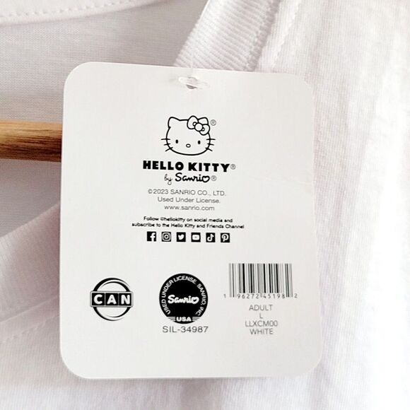 Sanrio Hello Kitty Women's LARGE Wicked Cute Halloween White Tee T-shirt NEW - Picture 5 of 6